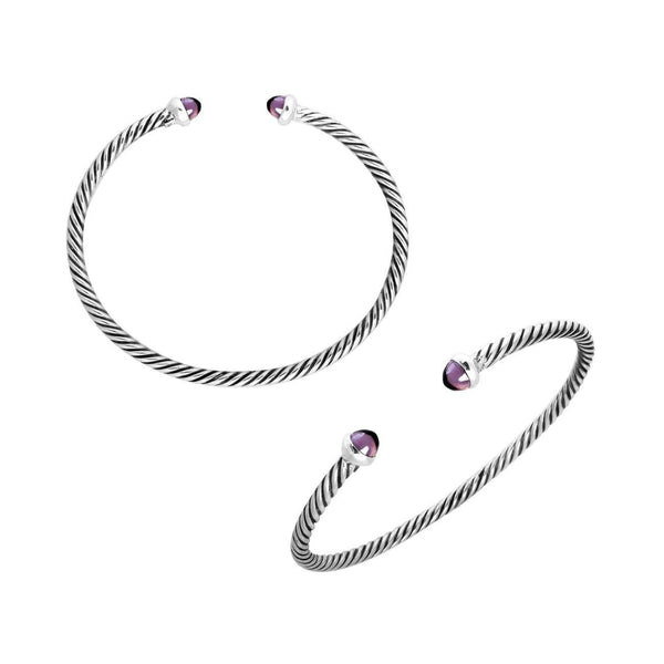 AB-1075-AM Sterling Silver Bangle With Amethyst Q. Jewelry Bali Designs Inc 