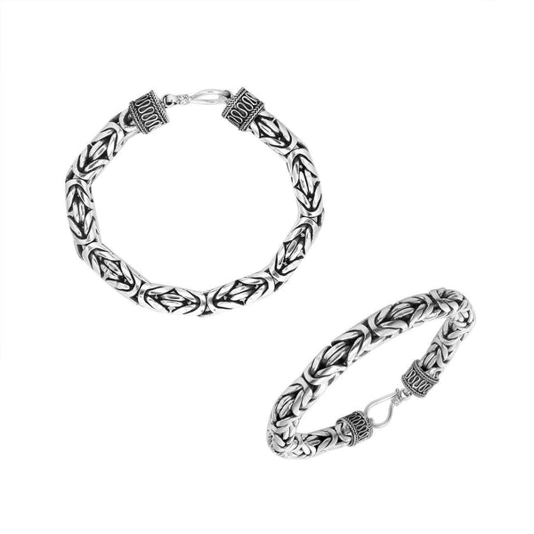 AB-1117-S-9" Sterling Silver Bracelet With Plain Silver Jewelry Bali Designs Inc 