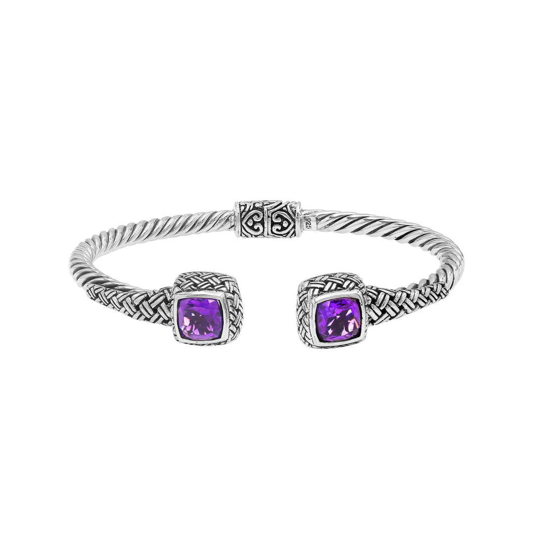 AB-1161-AM Sterling Silver Bangle With Amethyst Q. Jewelry Bali Designs Inc 
