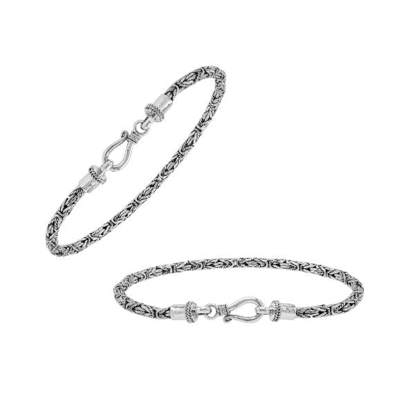 AB-6318-S-3MM-7.5" Sterling Silver Bracelet with Plain Silver Jewelry Bali Designs Inc 