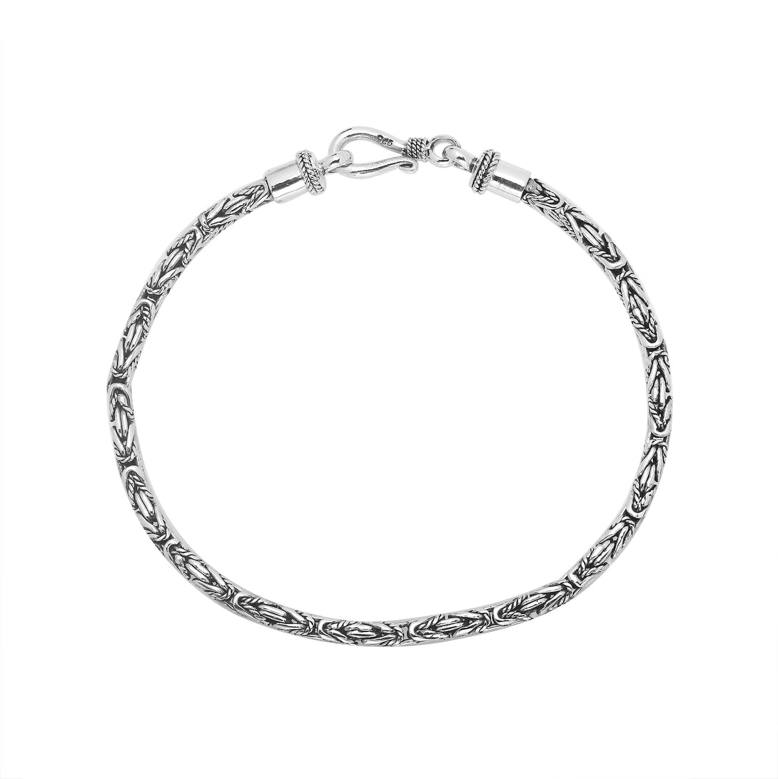 AB-6318-S-3MM-8.5" Sterling Silver Bracelet with Plain Silver Jewelry Bali Designs Inc 