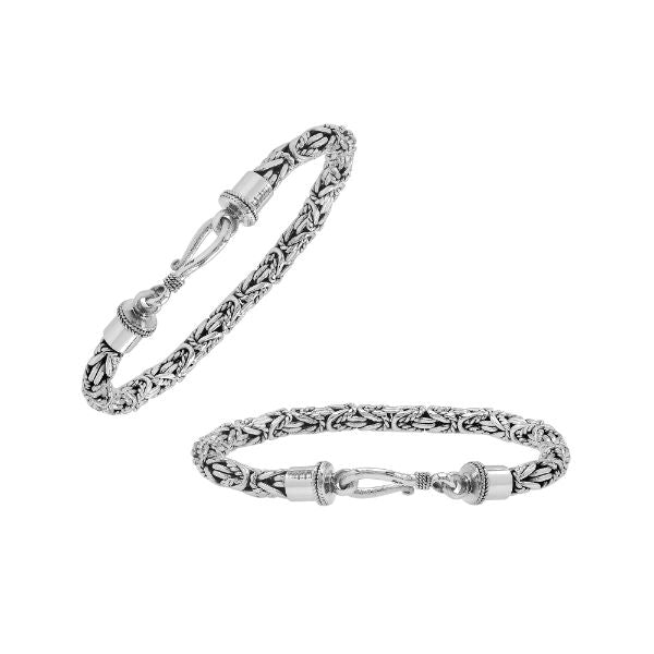 AB-6318-S-4MM-7" Sterling Silver Bracelet with Plain Silver Jewelry Bali Designs Inc 
