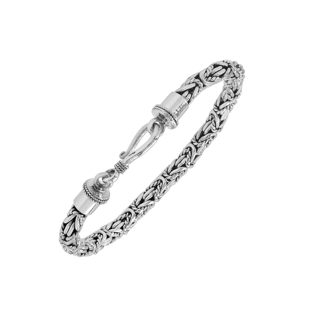 AB-6318-S-4MM-8.5" Sterling Silver Bracelet with Plain Silver Jewelry Bali Designs Inc 