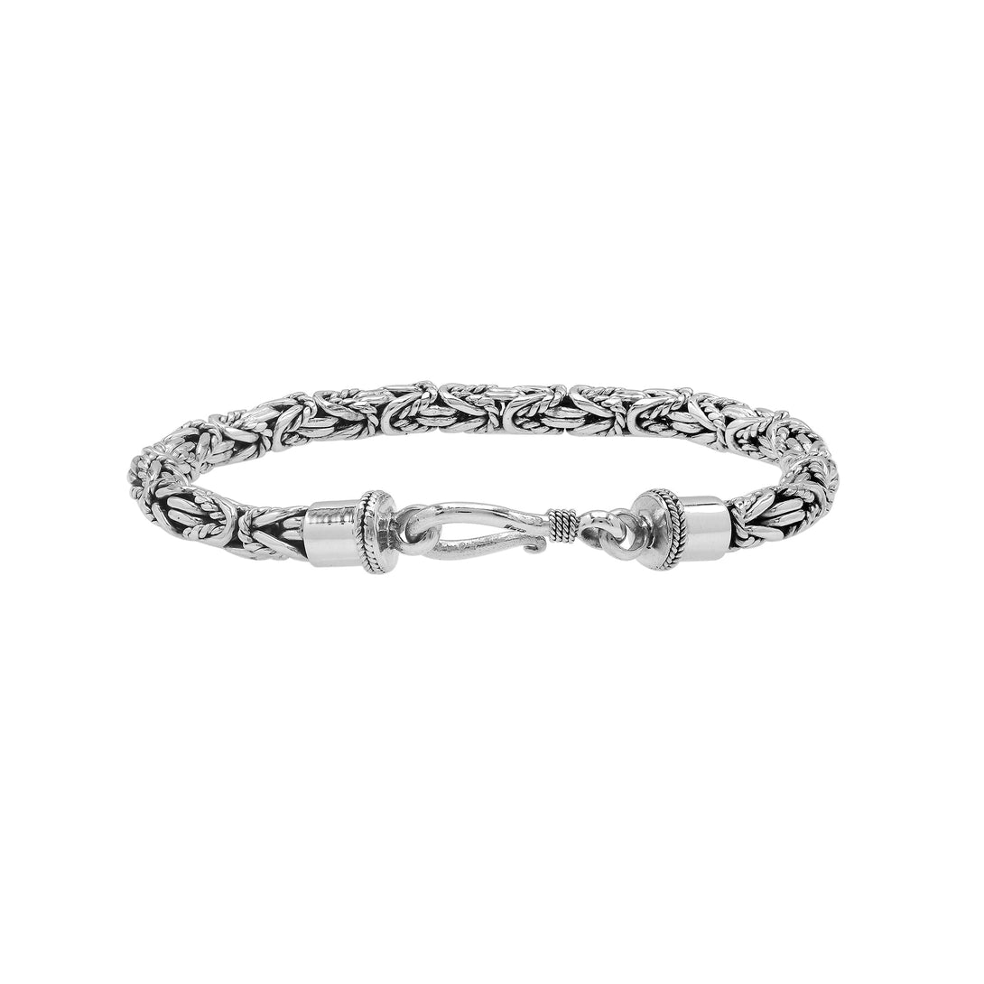 AB-6318-S-4MM-8.5" Sterling Silver Bracelet with Plain Silver Jewelry Bali Designs Inc 
