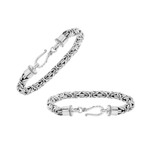AB-6318-S-6MM-7" Sterling Silver Bracelet with Plain Silver Jewelry Bali Designs Inc 