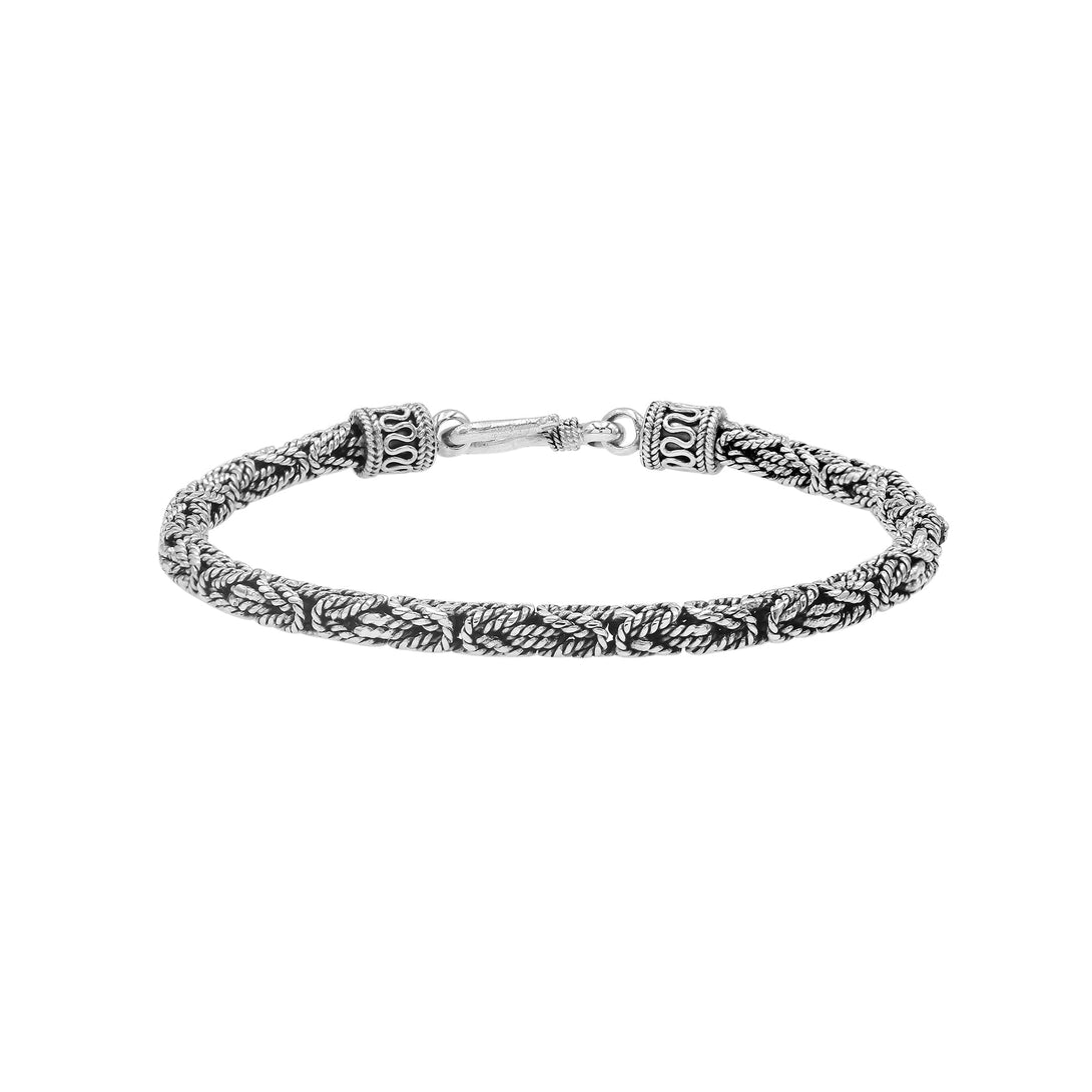 AB-6319-S-3MM-7" Sterling Silver Bracelet with Plain Silver Jewelry Bali Designs Inc 