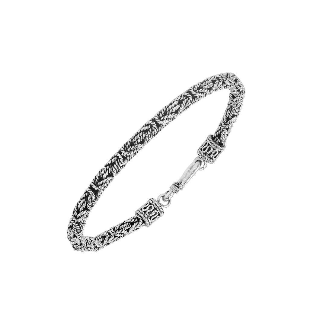 AB-6319-S-3MM-7.5" Sterling Silver Bracelet with Plain Silver Jewelry Bali Designs Inc 