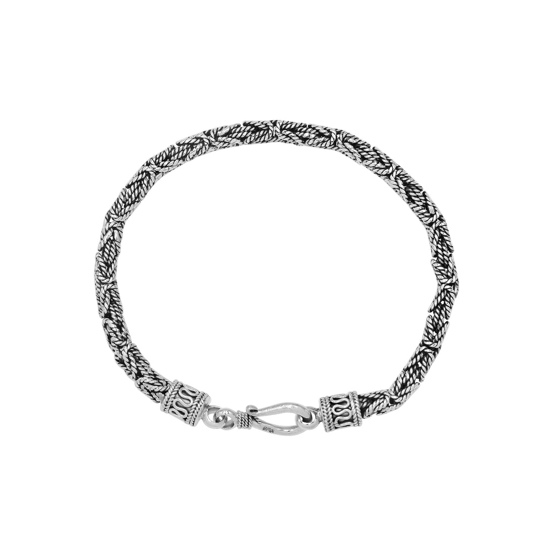 AB-6319-S-3MM-7.5" Sterling Silver Bracelet with Plain Silver Jewelry Bali Designs Inc 