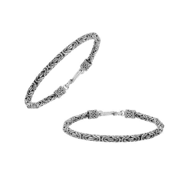 AB-6319-S-3MM-8.5" Sterling Silver Bracelet with Plain Silver Jewelry Bali Designs Inc 