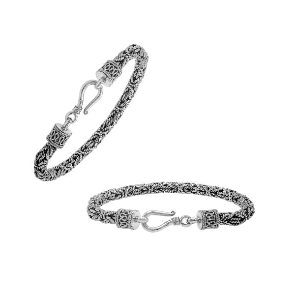 AB-6319-S-4MM-7" Sterling Silver Bracelet with Plain Silver Jewelry Bali Designs Inc 