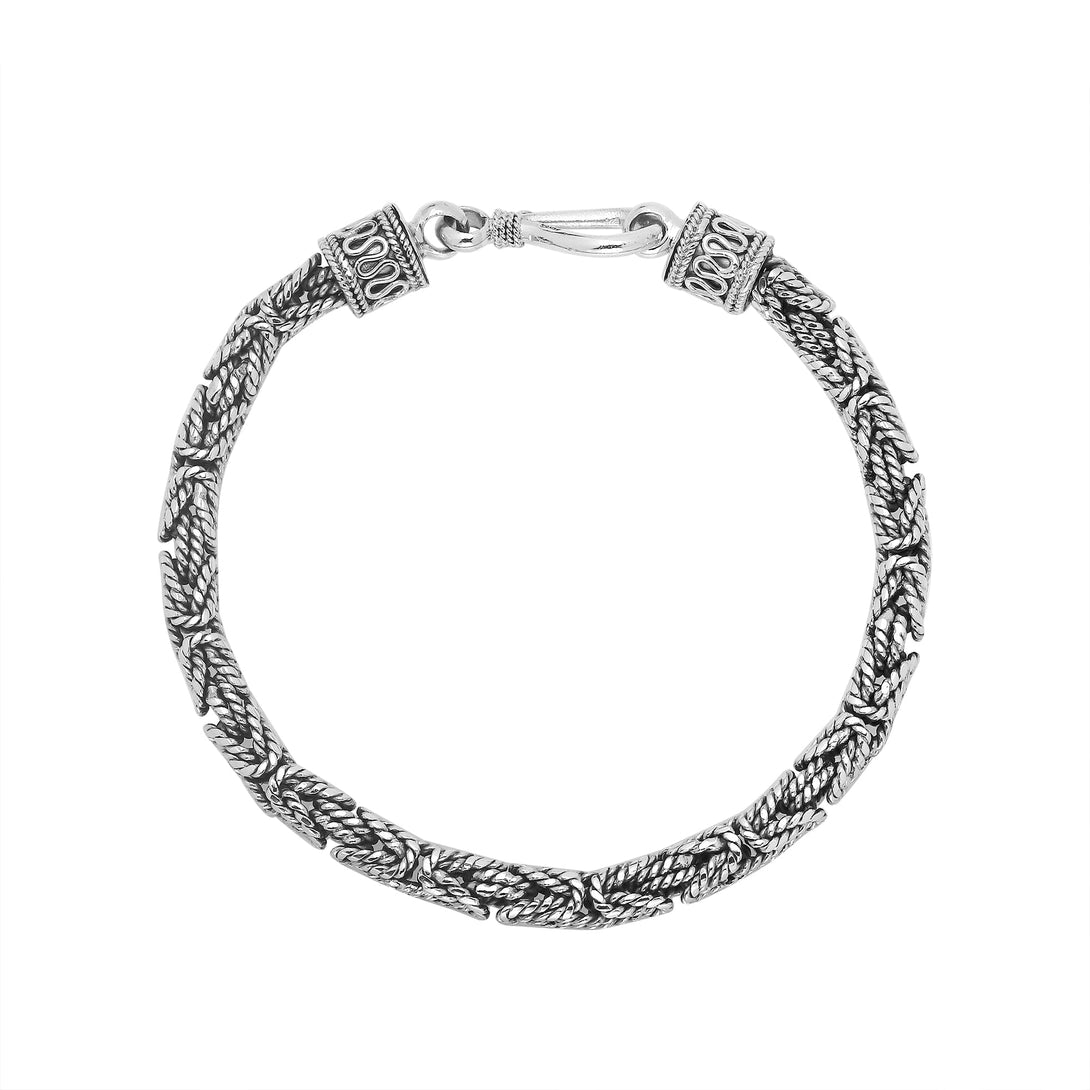 AB-6319-S-4MM-8.5" Sterling Silver Bracelet with Plain Silver Jewelry Bali Designs Inc 