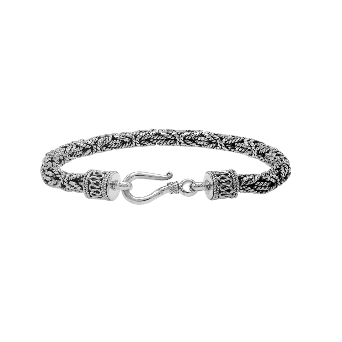 AB-6319-S-5MM-7.5" Sterling Silver Bracelet with Plain Silver Jewelry Bali Designs Inc 