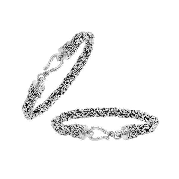 AB-6319-S-6MM-7" Sterling Silver Bracelet with Plain Silver Jewelry Bali Designs Inc 