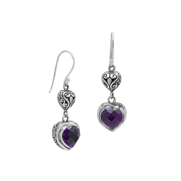 AE-1204-AM Sterling Silver Earring With Amethyst Q. Jewelry Bali Designs Inc 