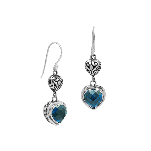 AE-1204-BT Sterling Silver Earring With Blue Topaz Q. Jewelry Bali Designs Inc 