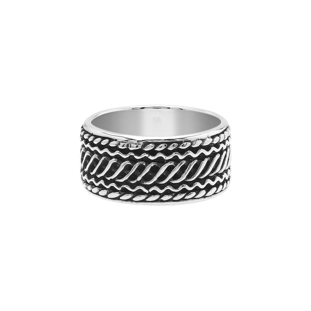 AR-1122-S-10 Sterling Silver Ring With Plain Silver Jewelry Bali Designs Inc 