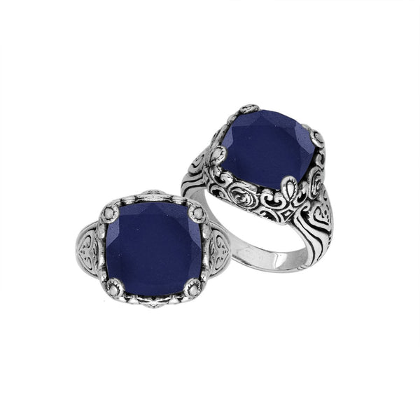 AR-6227-SP-8" Sterling Silver Ring With Blue Sapphire Jewelry Bali Designs Inc 