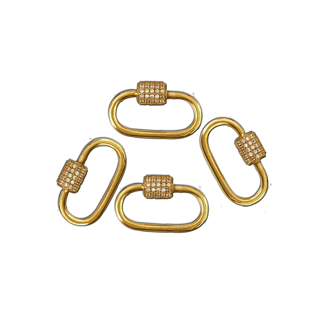 SL-8024-GD-27X14MM 18K Gold Overlay Carabiner lock With Cubic Zirconia Jewelry Bali Designs Inc 