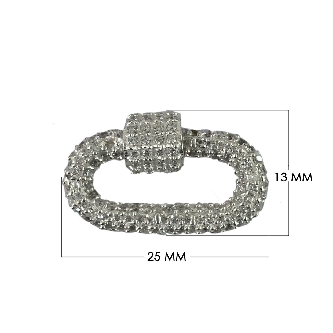 SL-8025-SL-25X13MM Silver Overlay Carabiner lock With Cubic Zirconia Jewelry Bali Designs Inc 