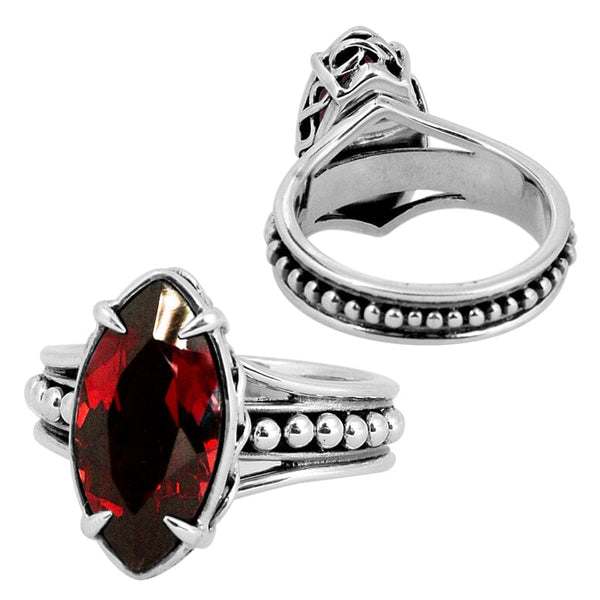 SR-5422-GA-6 Sterling Silver Ring With Garnet Q. Jewelry Bali Designs Inc 